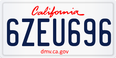 CA license plate 6ZEU696