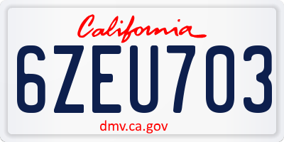 CA license plate 6ZEU703