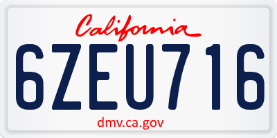 CA license plate 6ZEU716