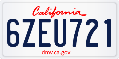 CA license plate 6ZEU721
