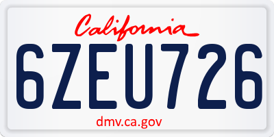 CA license plate 6ZEU726