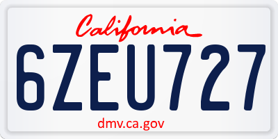 CA license plate 6ZEU727