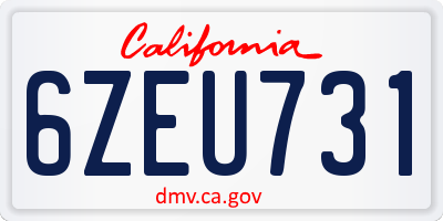 CA license plate 6ZEU731