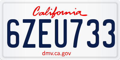 CA license plate 6ZEU733