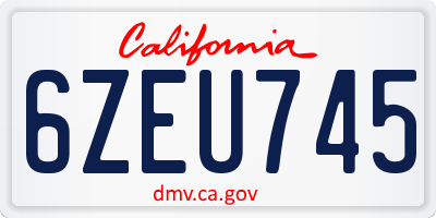 CA license plate 6ZEU745