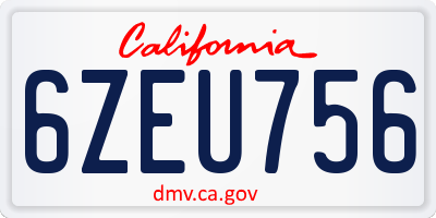 CA license plate 6ZEU756