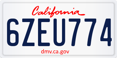 CA license plate 6ZEU774