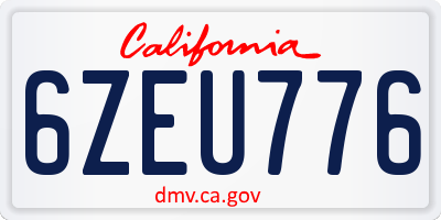 CA license plate 6ZEU776
