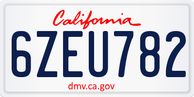 CA license plate 6ZEU782