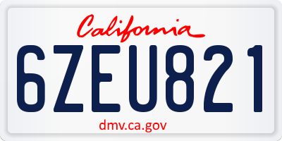 CA license plate 6ZEU821