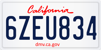 CA license plate 6ZEU834