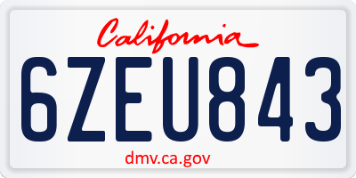 CA license plate 6ZEU843