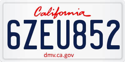 CA license plate 6ZEU852