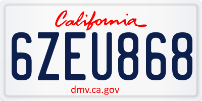 CA license plate 6ZEU868