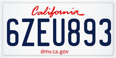 CA license plate 6ZEU893