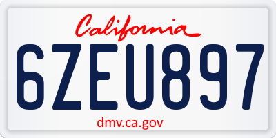 CA license plate 6ZEU897