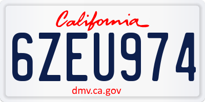 CA license plate 6ZEU974