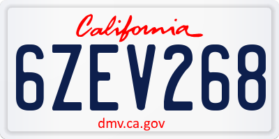 CA license plate 6ZEV268