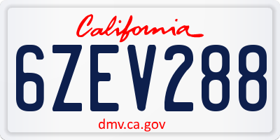 CA license plate 6ZEV288