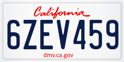 CA license plate 6ZEV459