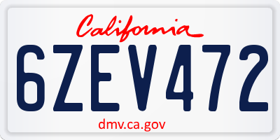 CA license plate 6ZEV472