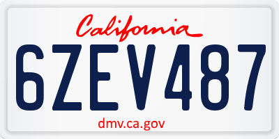 CA license plate 6ZEV487