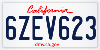 CA license plate 6ZEV623