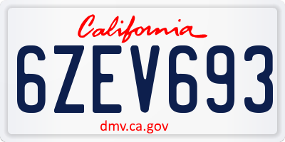 CA license plate 6ZEV693