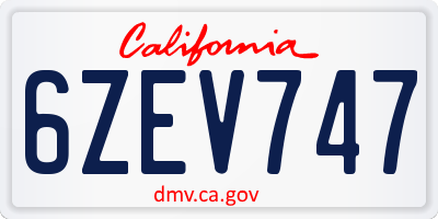 CA license plate 6ZEV747