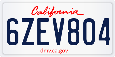 CA license plate 6ZEV804