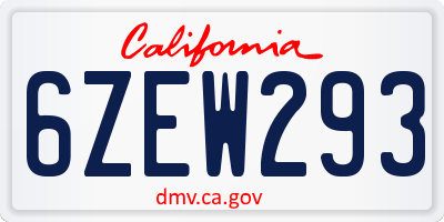 CA license plate 6ZEW293