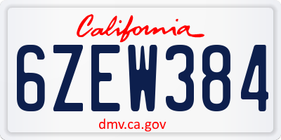 CA license plate 6ZEW384