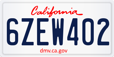 CA license plate 6ZEW402