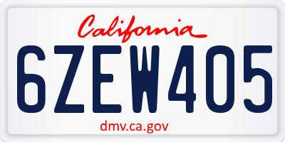 CA license plate 6ZEW405