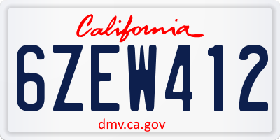 CA license plate 6ZEW412
