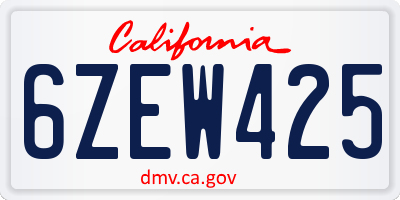 CA license plate 6ZEW425