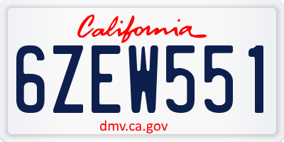 CA license plate 6ZEW551