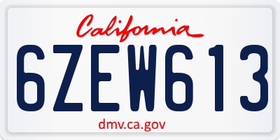 CA license plate 6ZEW613