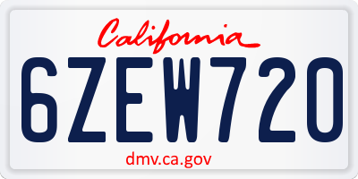 CA license plate 6ZEW720