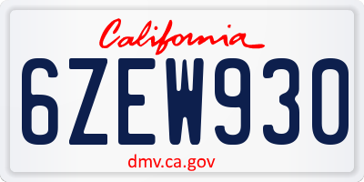 CA license plate 6ZEW930