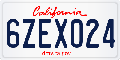 CA license plate 6ZEX024
