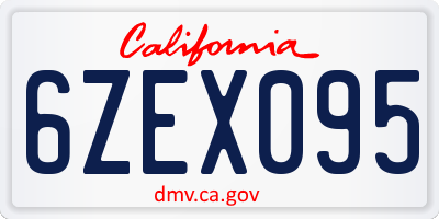 CA license plate 6ZEX095