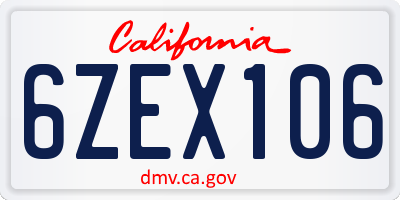 CA license plate 6ZEX106