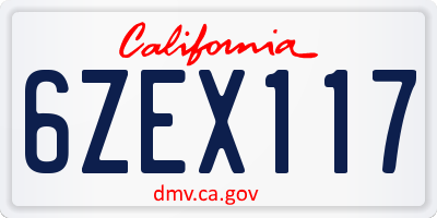 CA license plate 6ZEX117