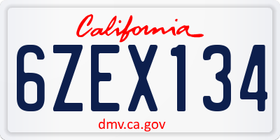 CA license plate 6ZEX134