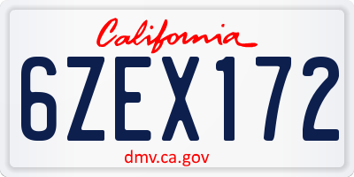 CA license plate 6ZEX172