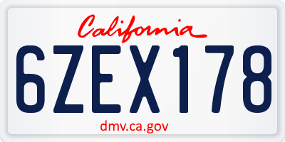 CA license plate 6ZEX178