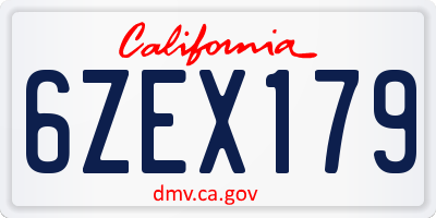 CA license plate 6ZEX179