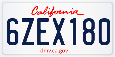 CA license plate 6ZEX180