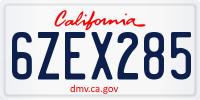 CA license plate 6ZEX285
